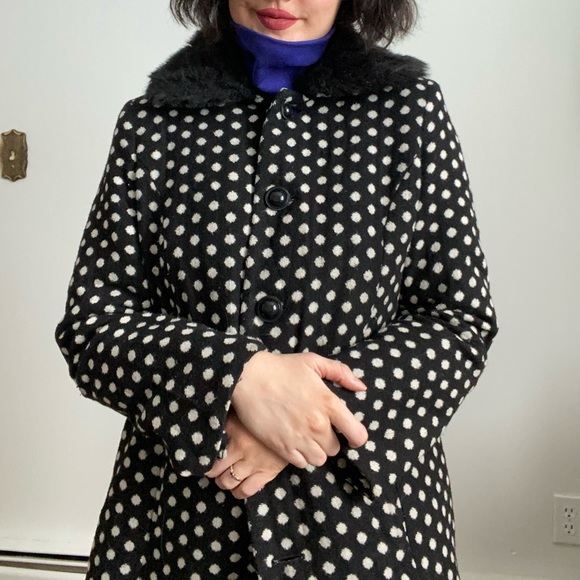 Y2K Polkadot Wool blend Coat - Picture 3 of 3